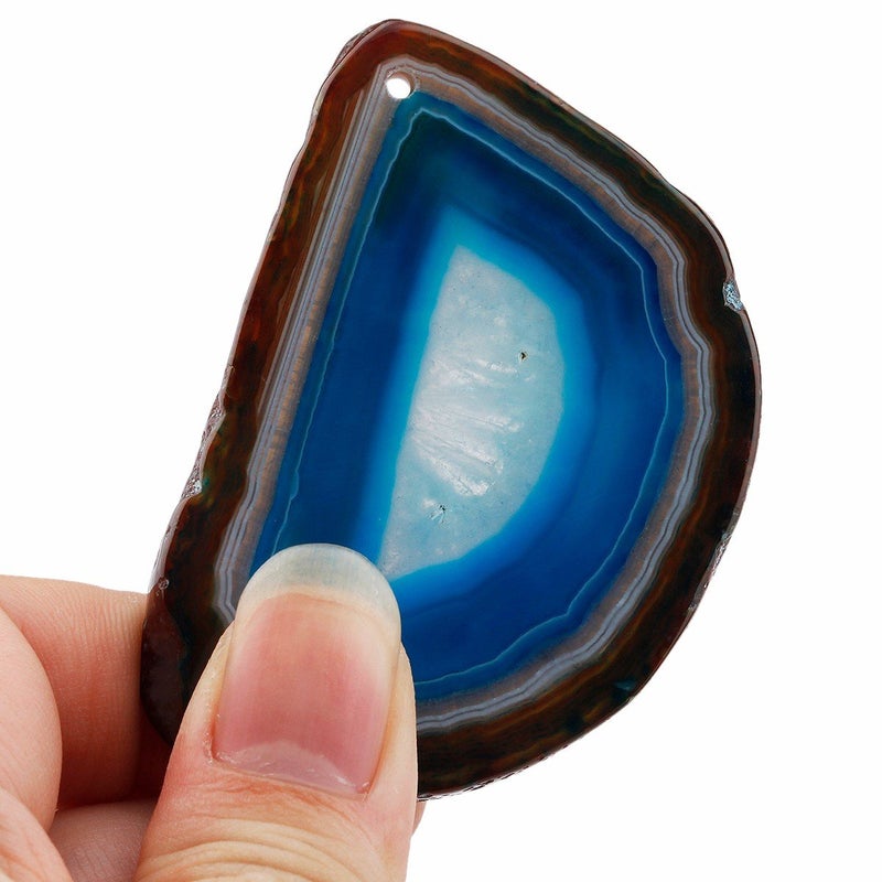 SUNYIK Top Drilled Agate Quartz Slice,Irregular Shapes,Blue,Pack of 10 - Image 3